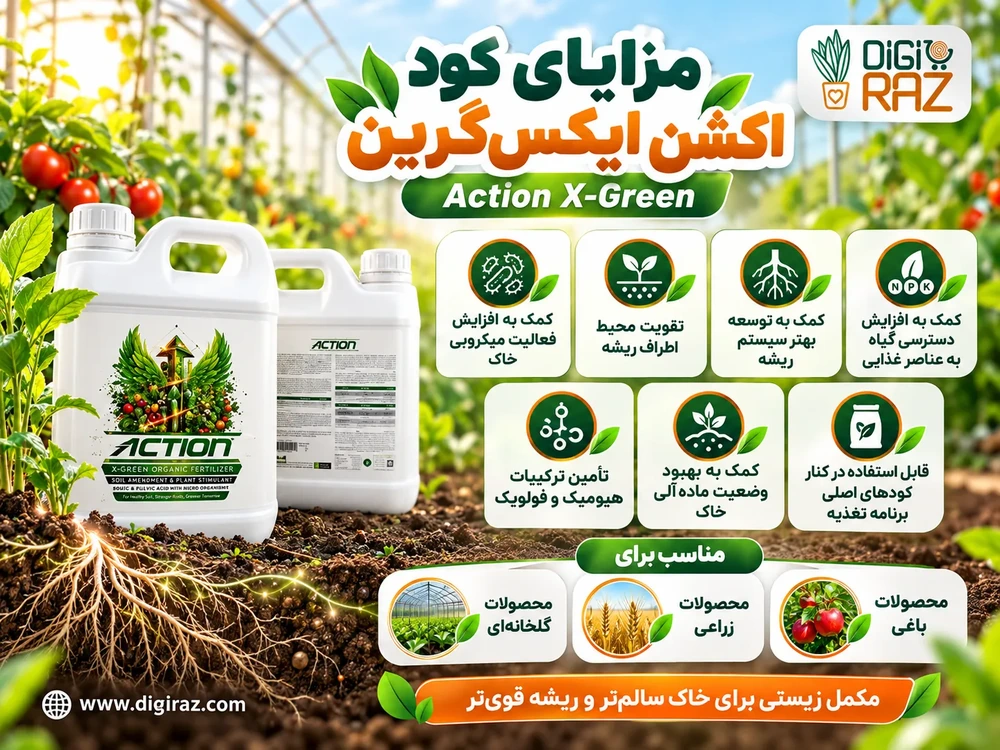 کود اکشن ایکس گرین؛ کود بیو ارگانیک مایع حاوی میکروارگانیسمهای مفید 2 مزایای کود اکشن ایکس گرین
